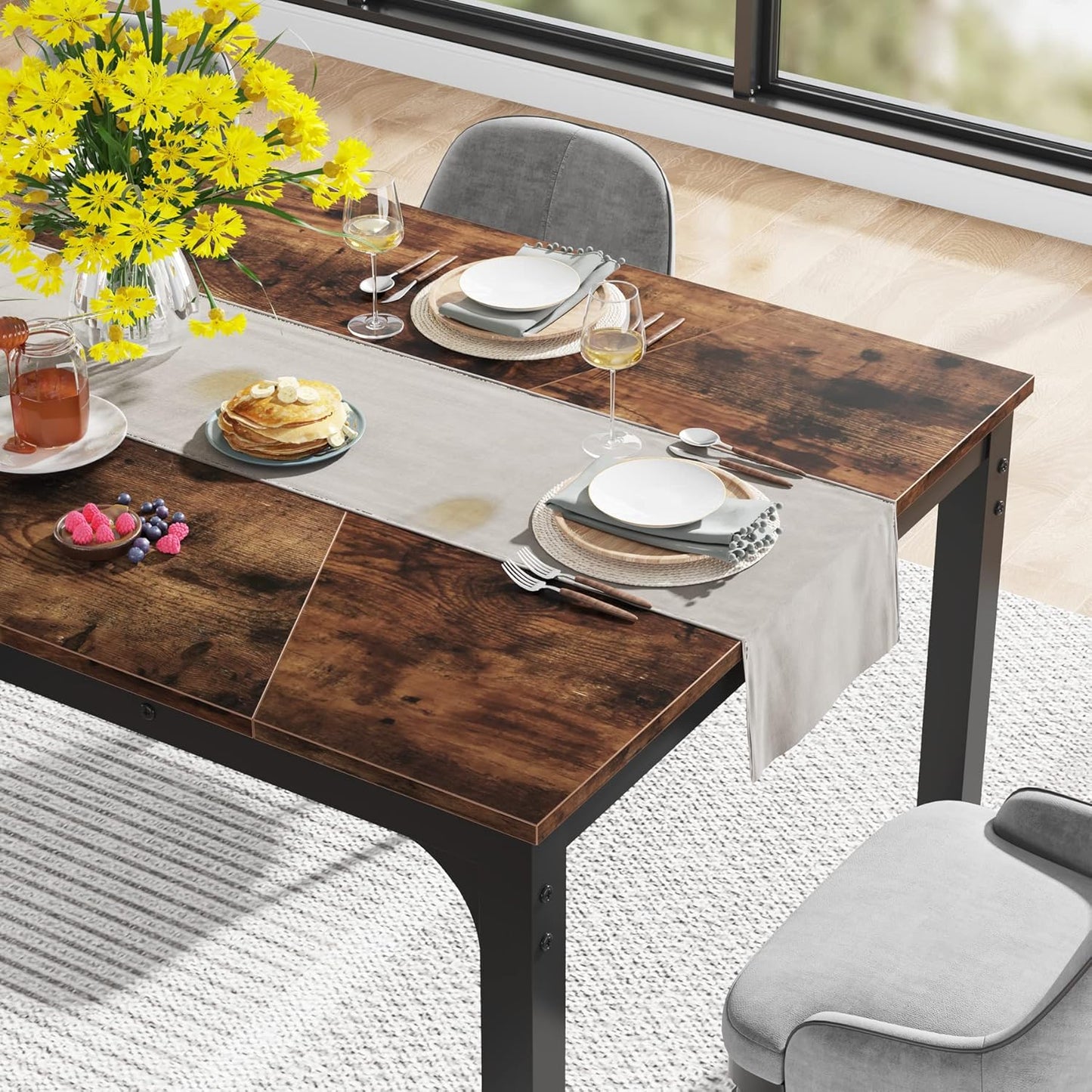 71" Industrial Dining Table for 6-8 People - Rustic