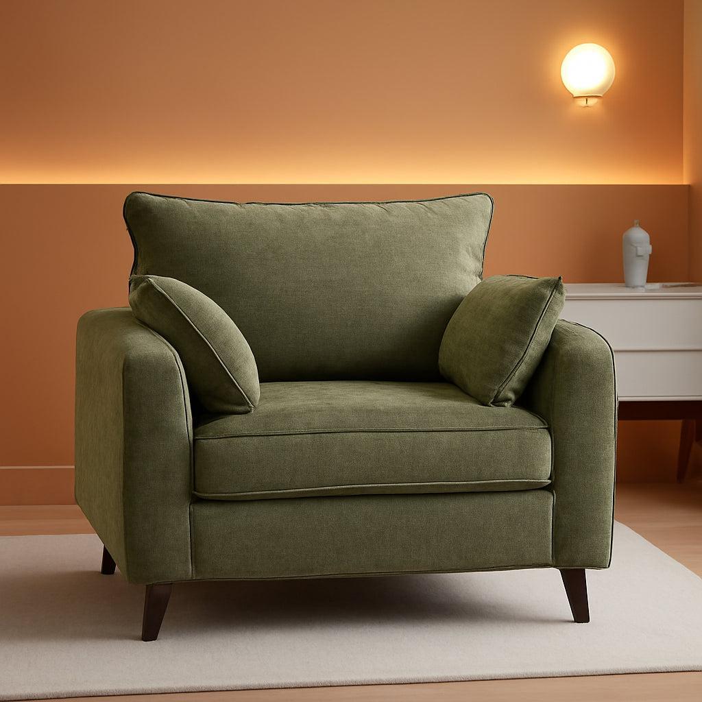 Green Chenille Oversized Accent Chair With Deep Storage