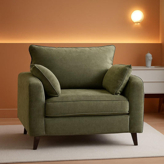 Green Chenille Oversized Accent Chair With Deep Storage
