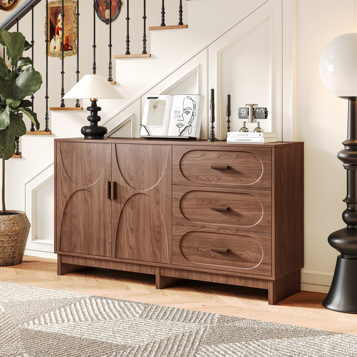 59.1" Buffet Sideboard with 2 Doors and 3 Drawers