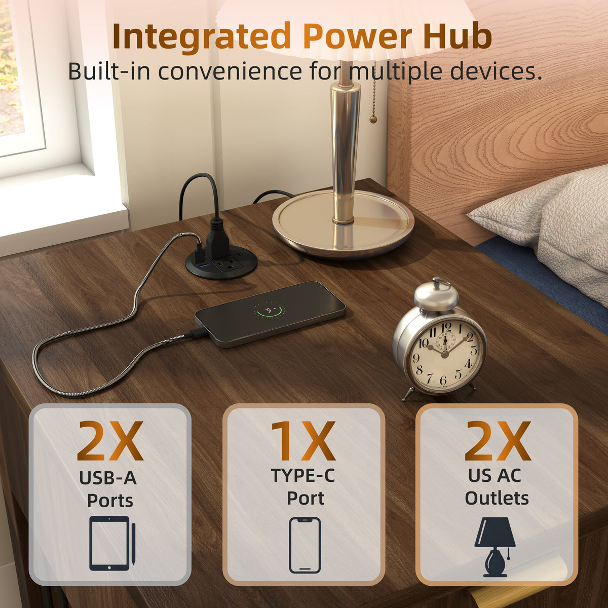 Dog Crate End Table with Charging Station
