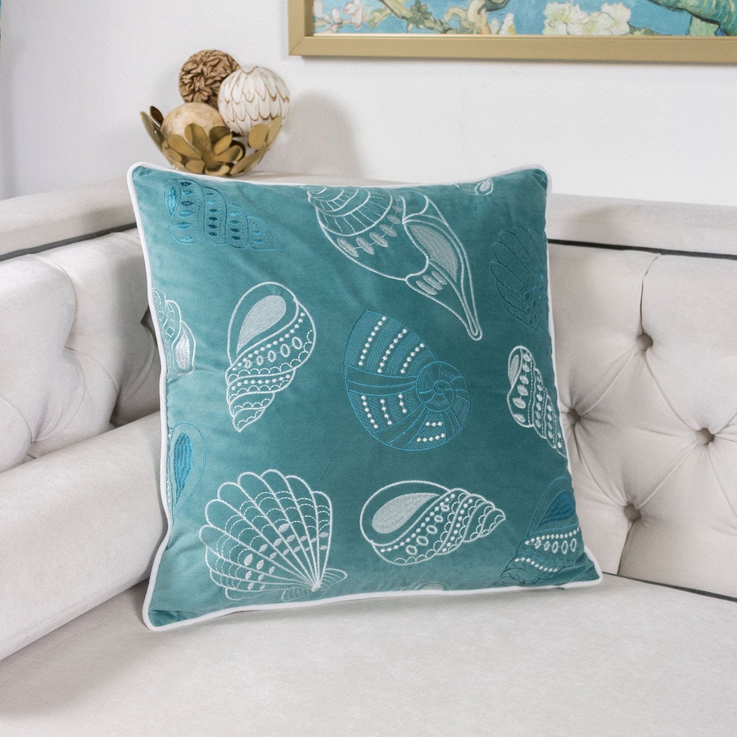 Blue and Spa Seashells Pillowcase