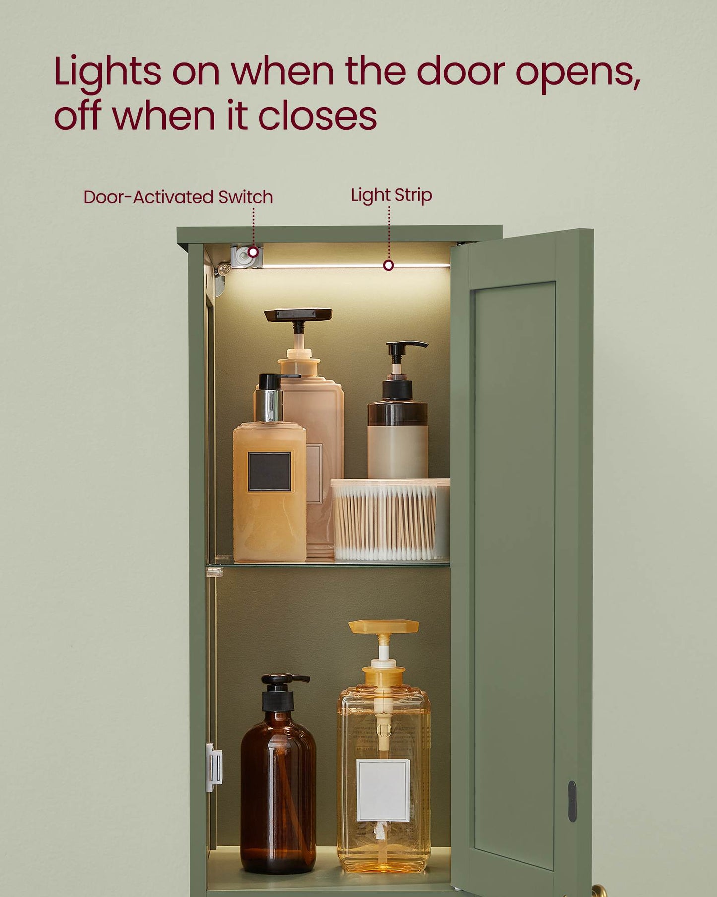 Tall Bathroom Cabinet with Lights