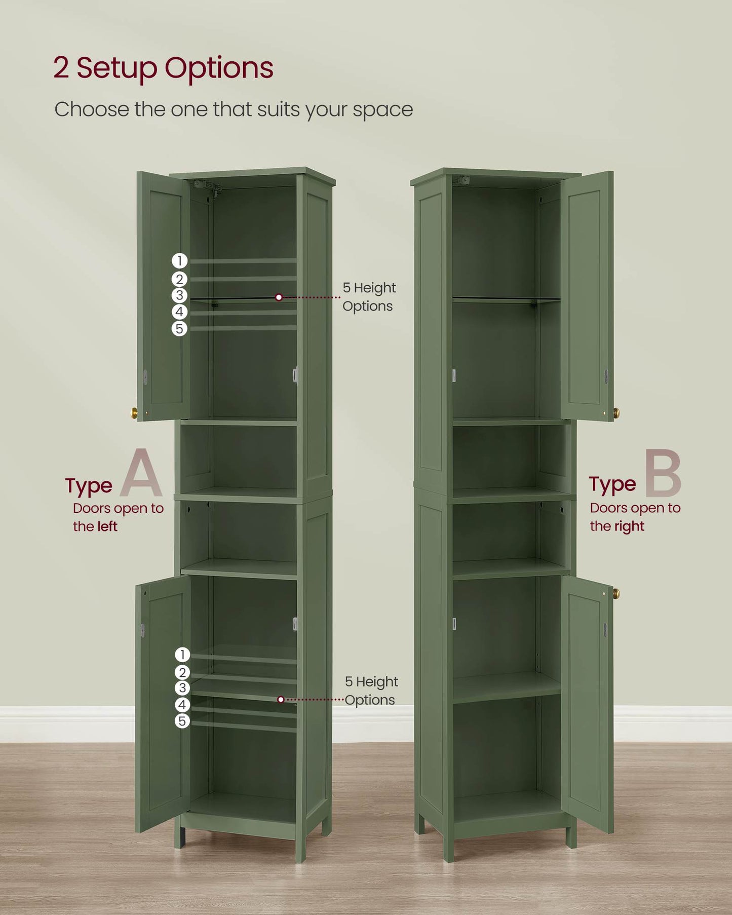Tall Bathroom Cabinet with Lights