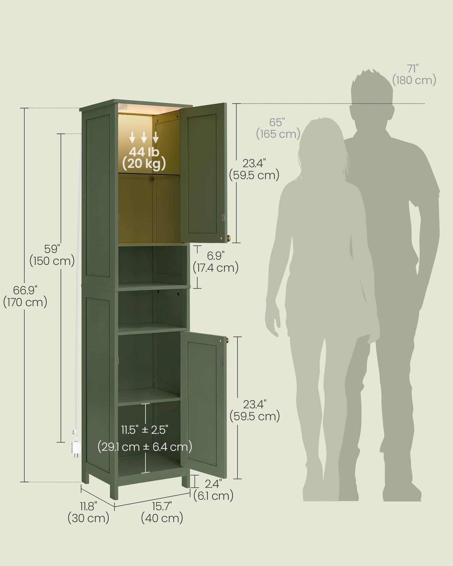 Tall Bathroom Cabinet with Lights