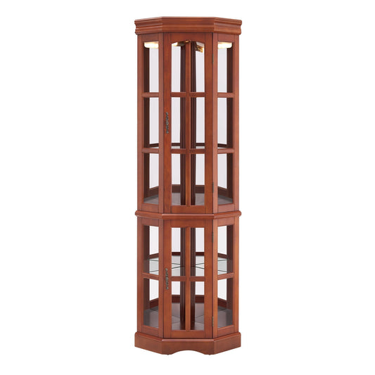 Corner Curio Cabinet With 5 Shelves And Lighting System (E26 Light Bulb Not Included)