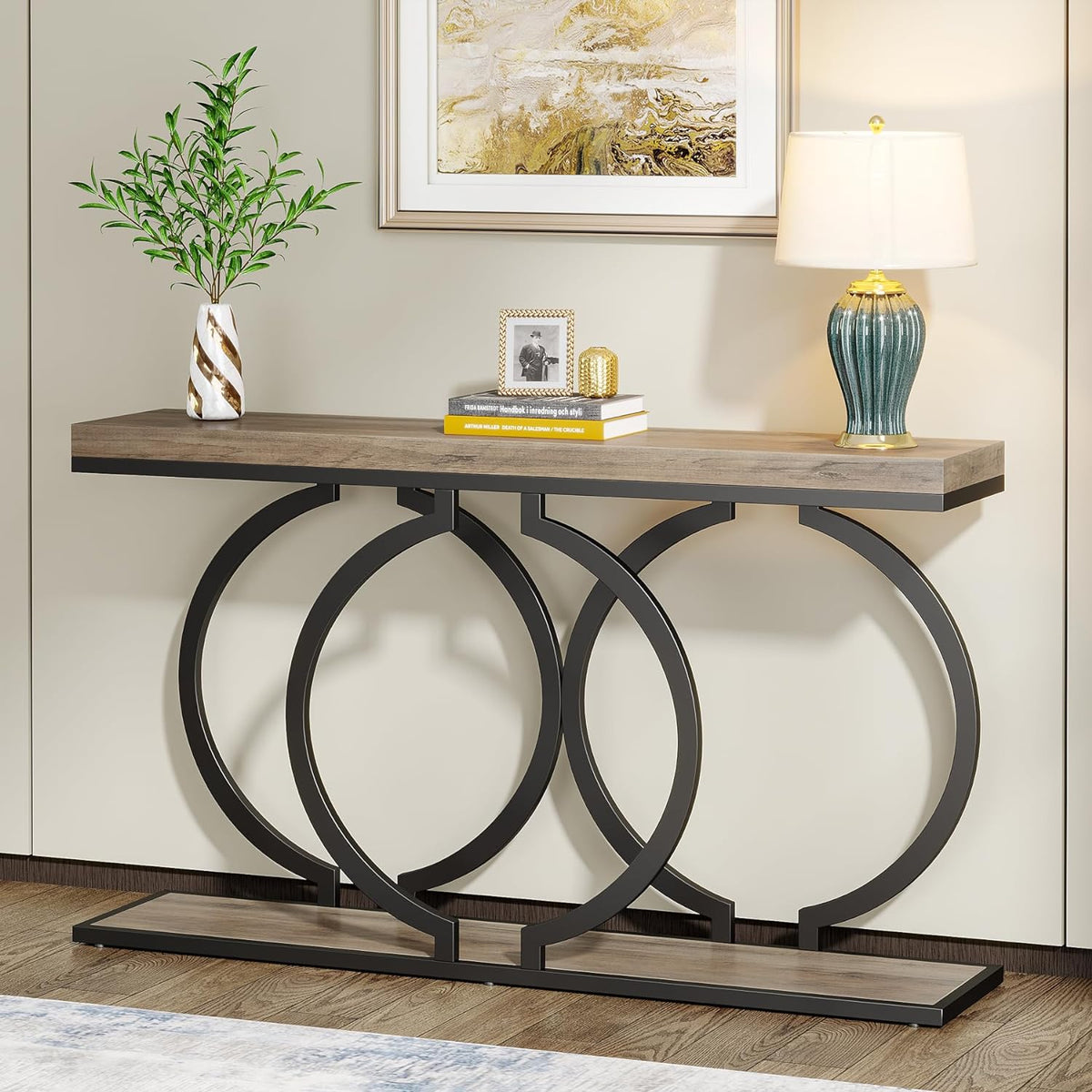 Industrial Console Table - 55" Long Entryway Sofa Table