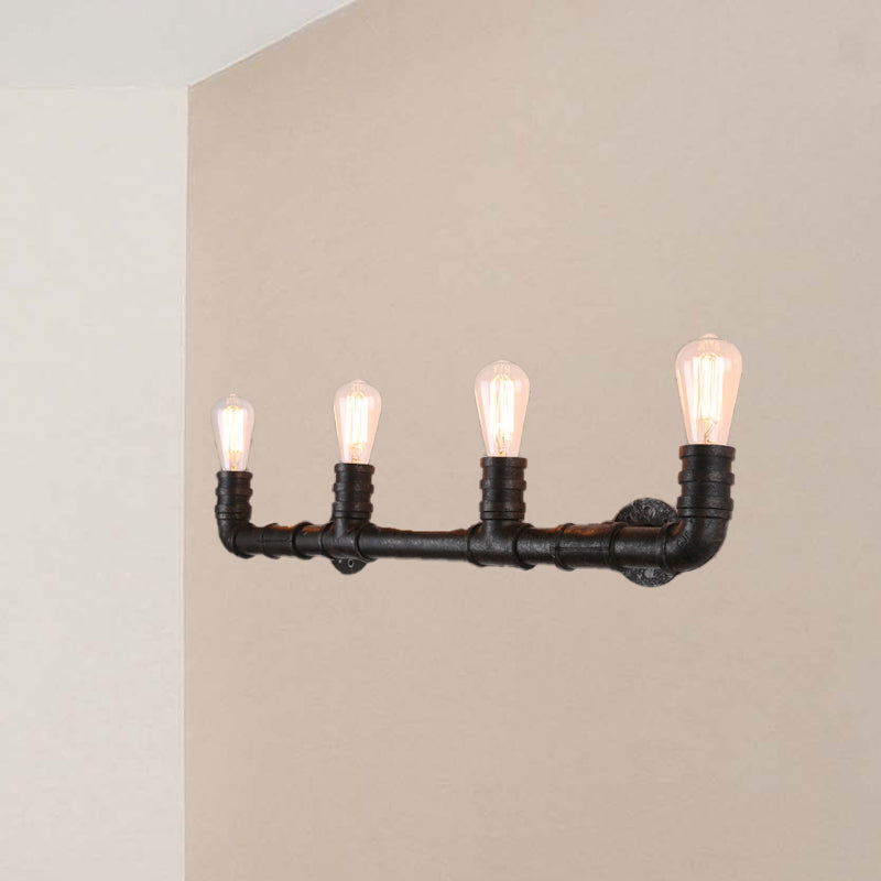 Embrace Industrial Charm and Ample Illumination: The 4-Bulb Linear Pipe Wall Sconce