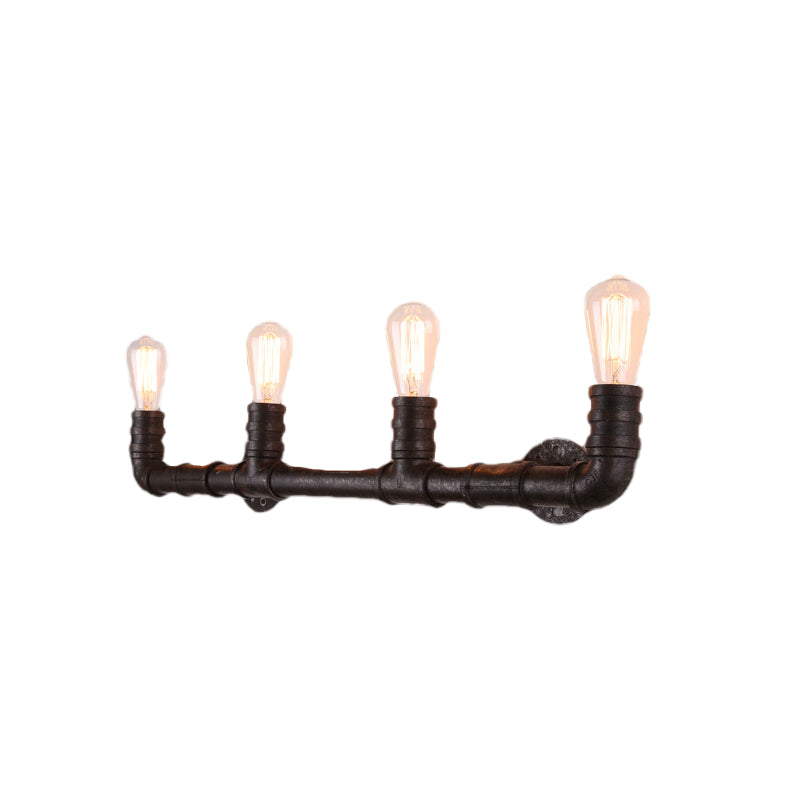 Embrace Industrial Charm and Ample Illumination: The 4-Bulb Linear Pipe Wall Sconce