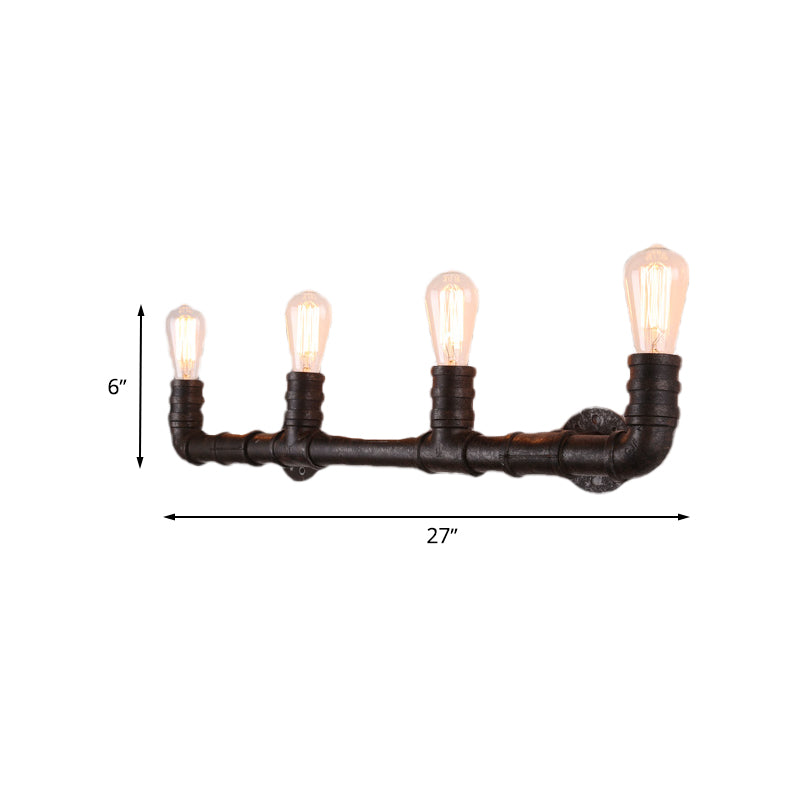 Embrace Industrial Charm and Ample Illumination: The 4-Bulb Linear Pipe Wall Sconce