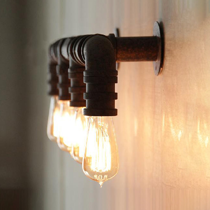 Embrace Industrial Charm and Ample Illumination: The 4-Bulb Linear Pipe Wall Sconce