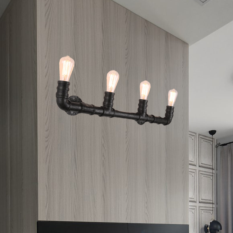 Embrace Industrial Charm and Ample Illumination: The 4-Bulb Linear Pipe Wall Sconce