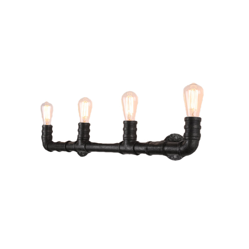 Embrace Industrial Charm and Ample Illumination: The 4-Bulb Linear Pipe Wall Sconce