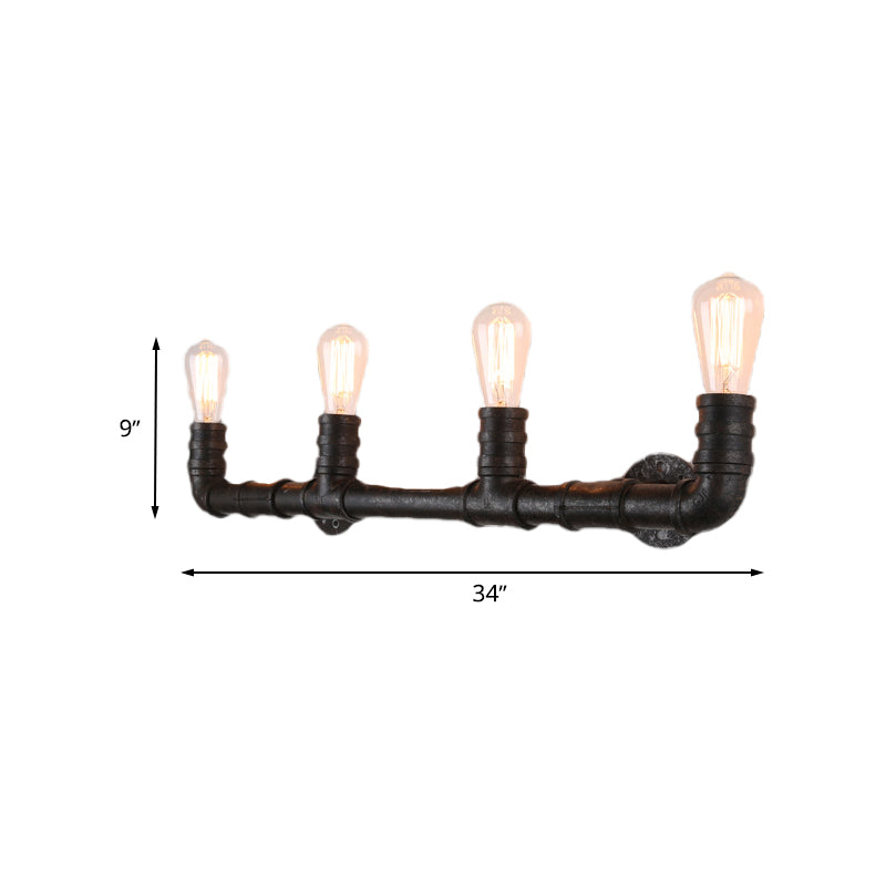 Embrace Industrial Charm and Ample Illumination: The 4-Bulb Linear Pipe Wall Sconce