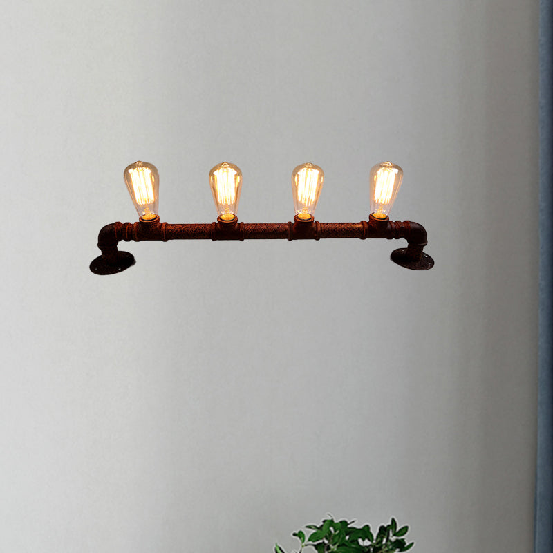 Embrace Industrial Charm and Ample Illumination: The 4-Bulb Linear Pipe Wall Sconce