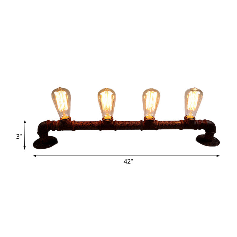 Embrace Industrial Charm and Ample Illumination: The 4-Bulb Linear Pipe Wall Sconce