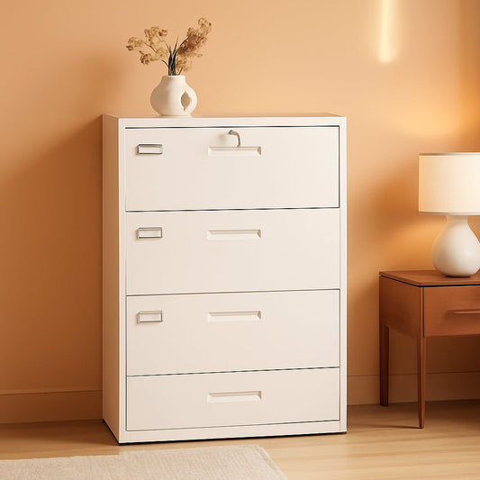 4 Drawer File Cabinet With Lock White Metal Lateral Filing
