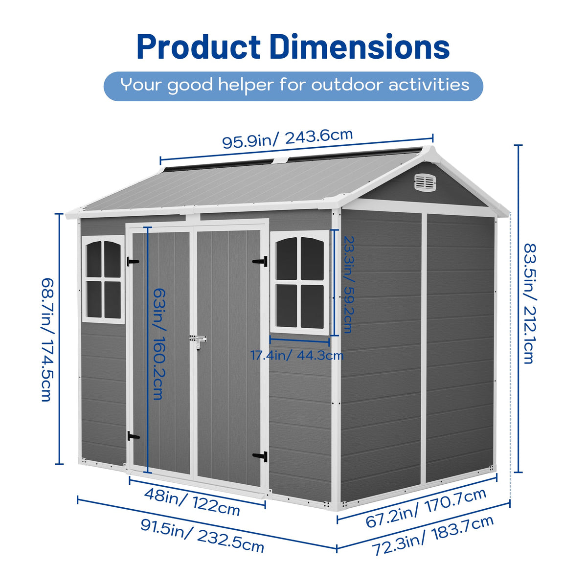 Plastic Utility Shed 8x6 ft with Floor