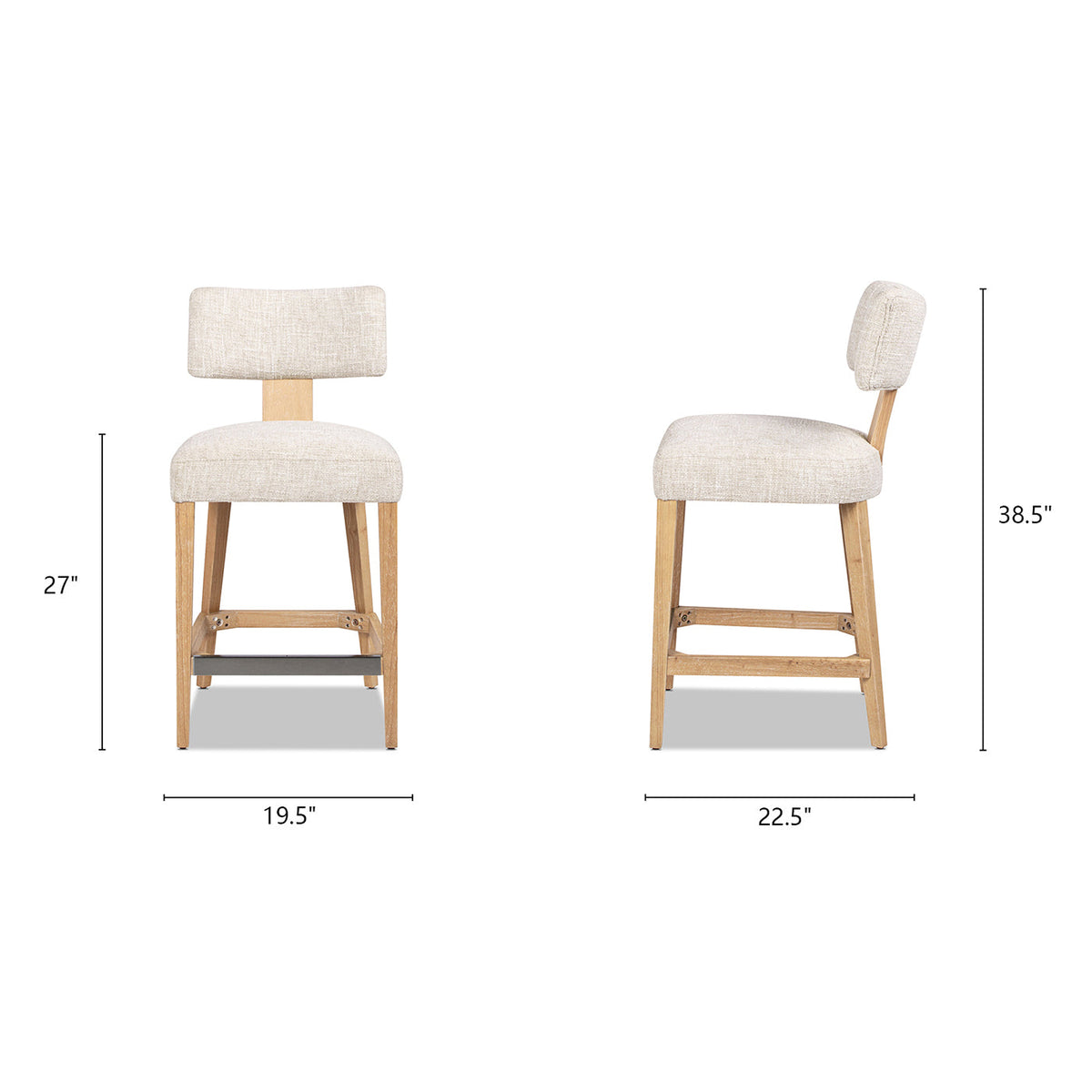 Penny Round Arched Upholstered Counter Stool, Set of 2, Travertine
