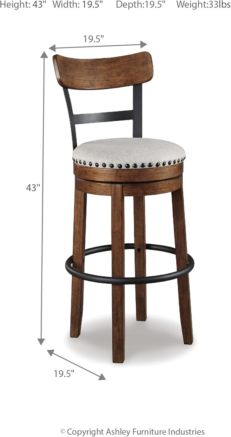 Valebeck 30 Inch Farmhouse Pub Height Bar Stool Brown