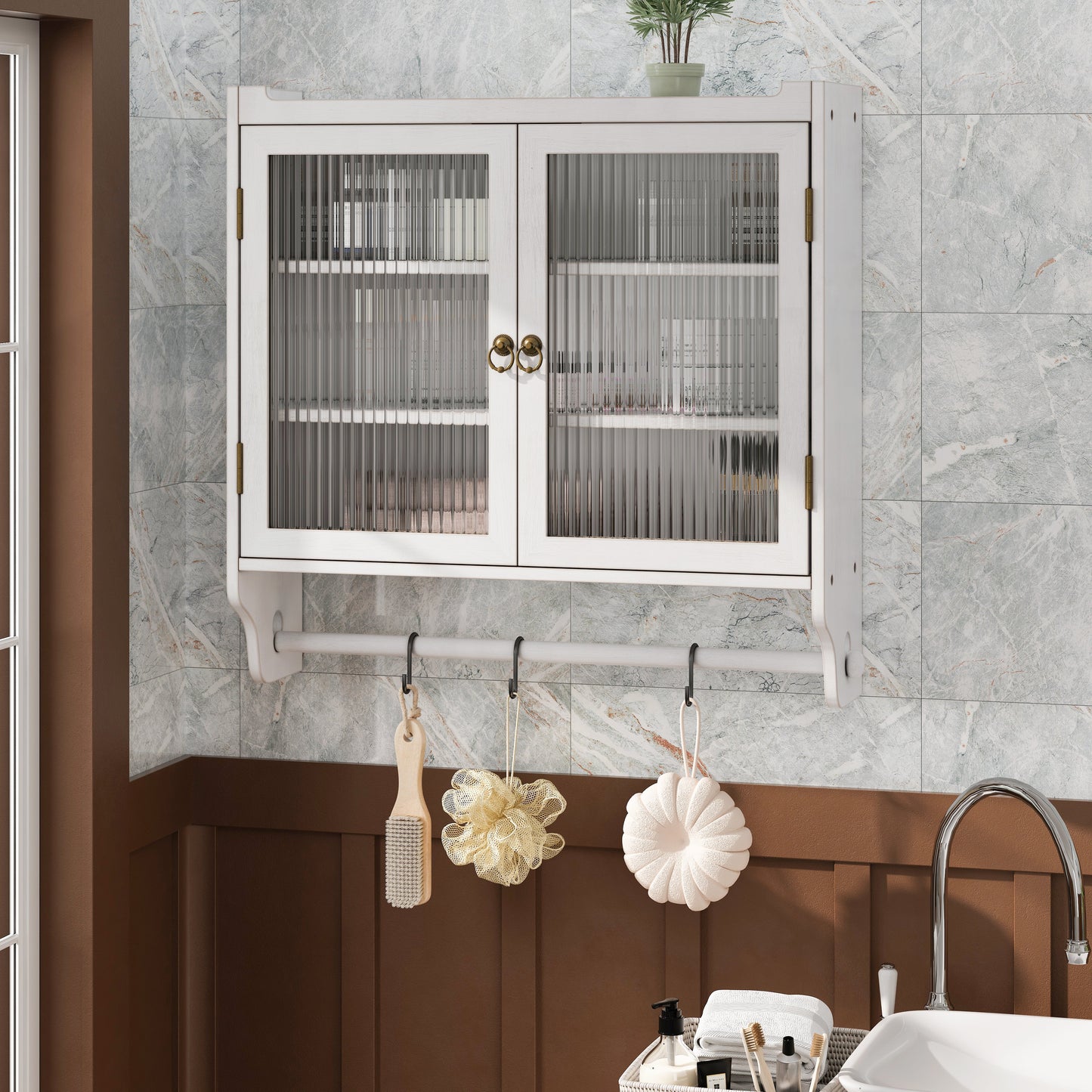 24.8" Vintage Double Door Wall Cabinet