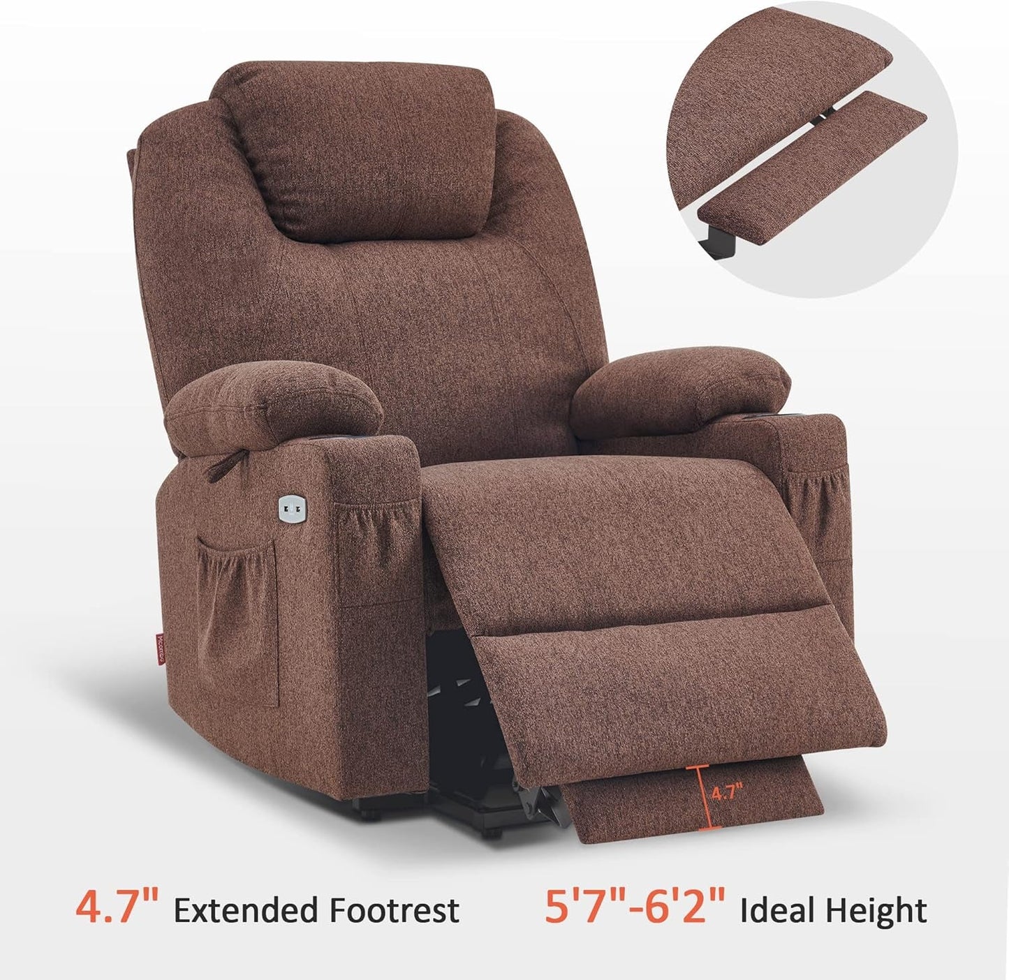 Large Power Lift Recliner Chair With Massage And USB Ports