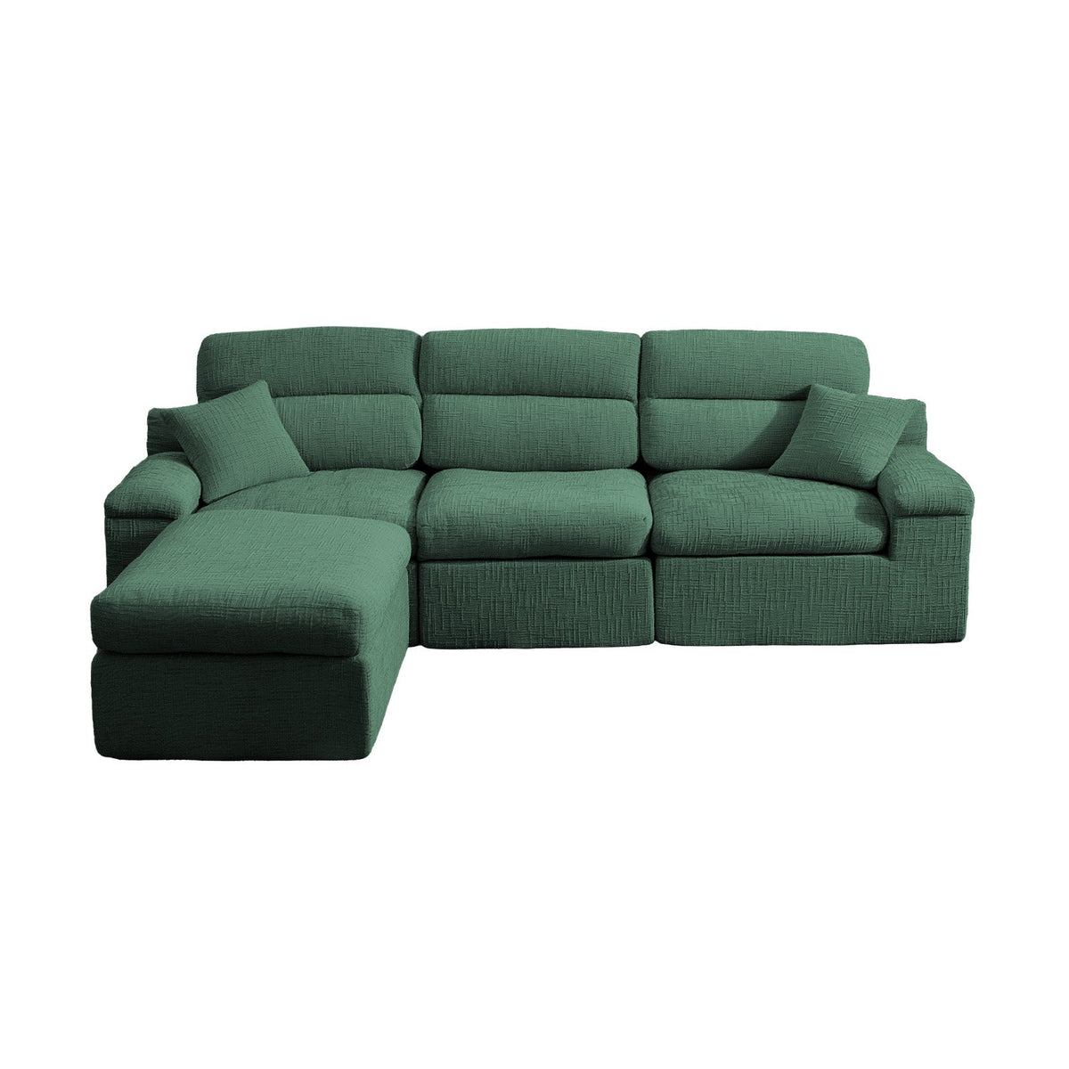 Corner Chaise Sofa with High Backrest - Green