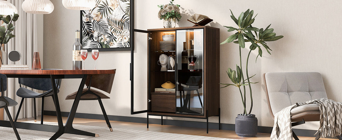 51.2'' Freestanding Display Cabinet with 2 Storage Drawers