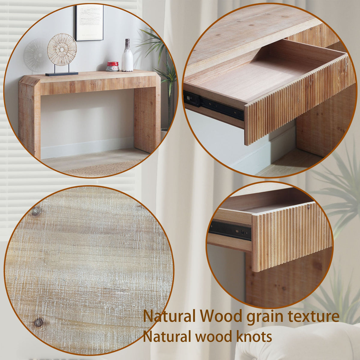 Rustic Wooden Console Table with Drawer