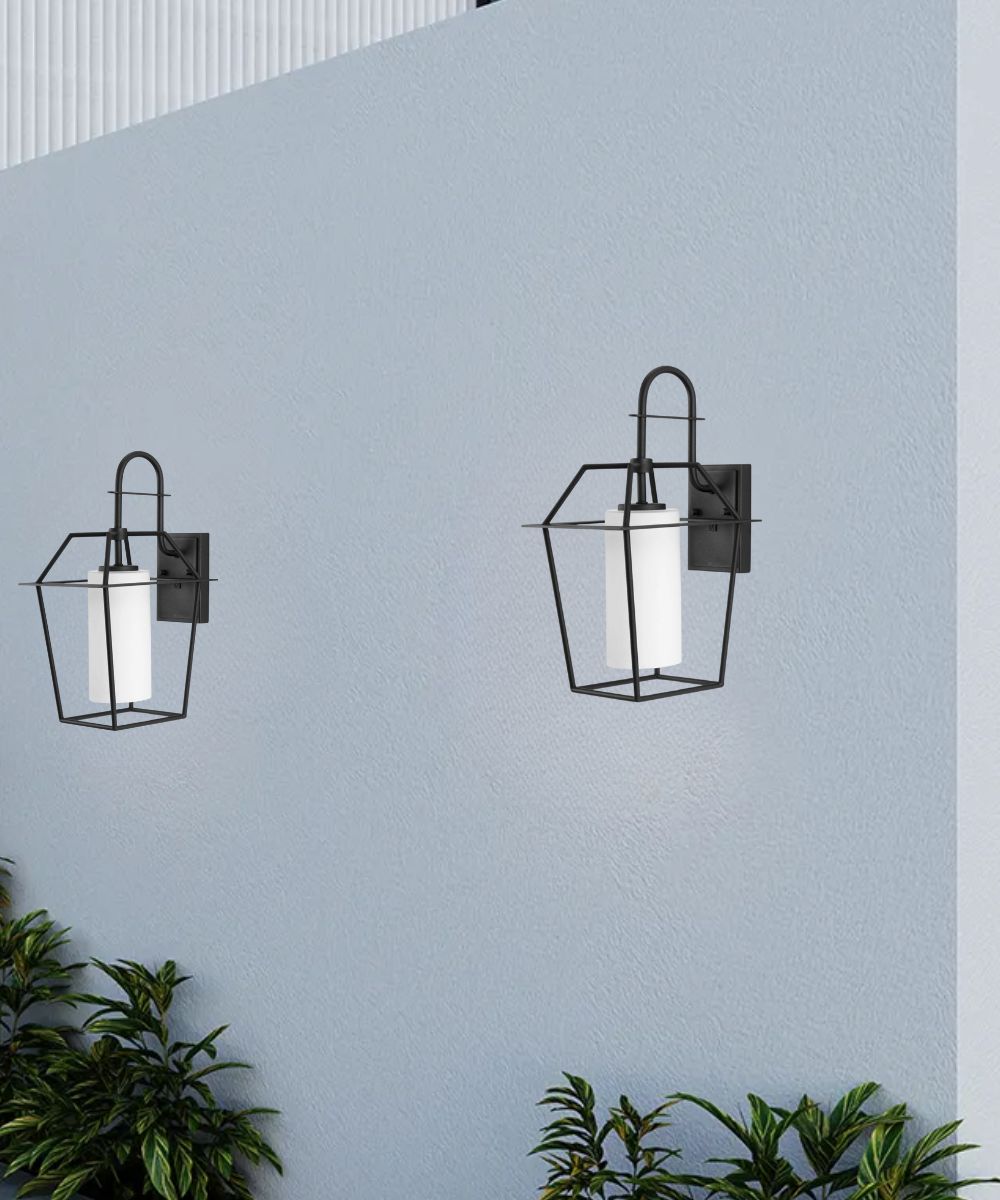 Chilton 1-Light 22"h Extra Large Outdoor Wall Lantern Etched Opal Glass Textured Black Finish by Progress