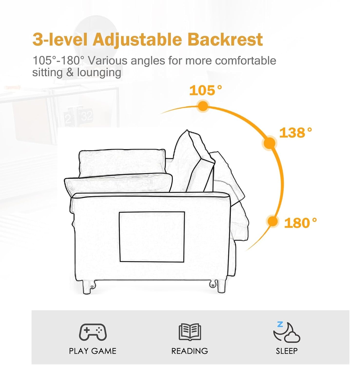 Black Velvet Sleeper Sofa With Adjustable Backrest