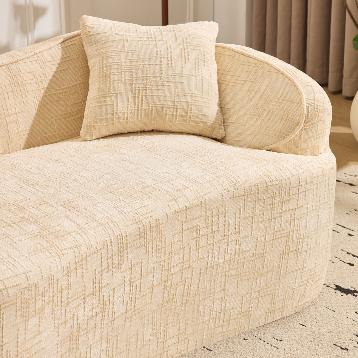 Beige Curved Two-Person Compress Sofa