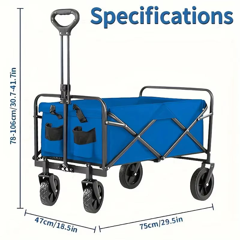 Wagon Cart Foldable Heavy Duty Utility Cart for Groceries, Sports, Gardening, Shopping Portable Folding Cart Foldable Cat