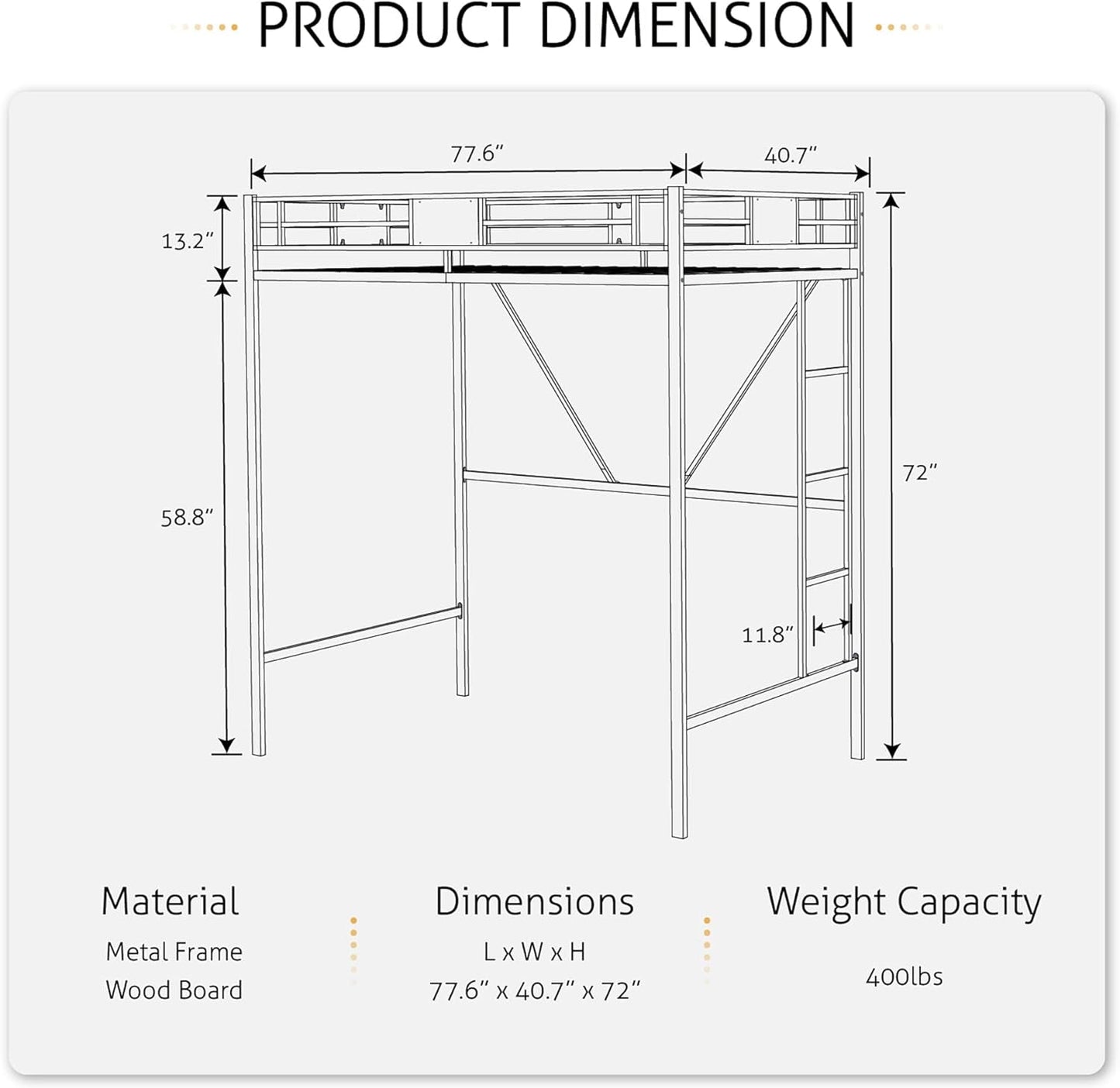 Twin Loft Bed With Ladder And Guard Rail In Rustic Style