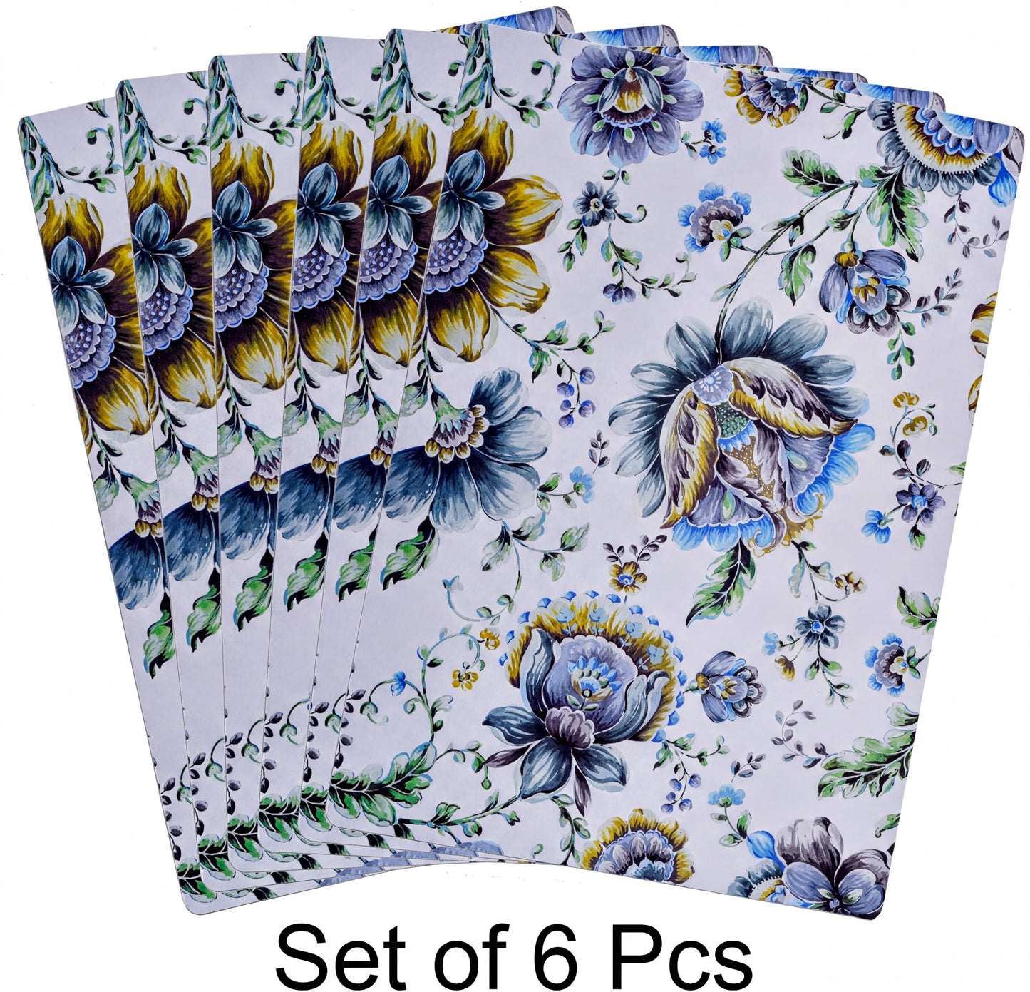 Floral Cork Placemats - Cork Backed, Heat Resistant 12 x 17 Inch Mats for Indoor Outdoor