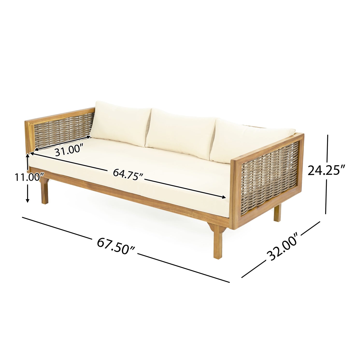 Claremont 3-Seater Daybed and Acacia Wood Patio Table Set