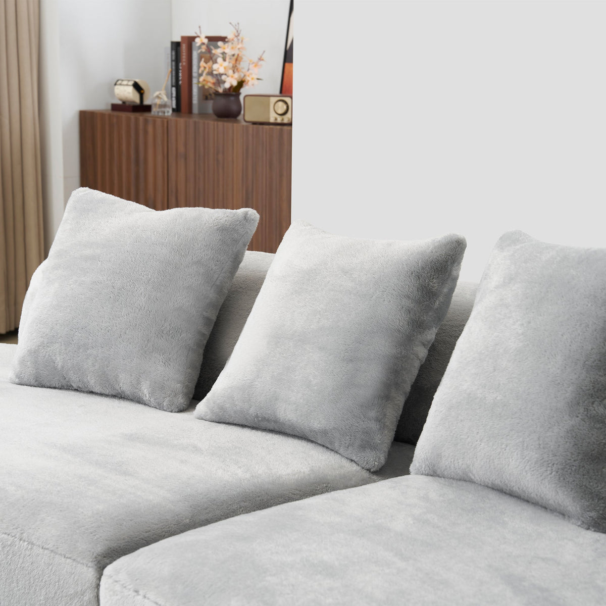 Modern and Simple Curved Flannelette Sofa