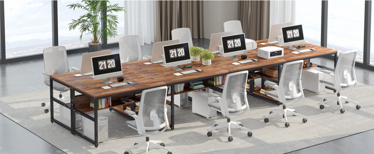 78.7" Double Desk for Two Persons with Bookshelves
