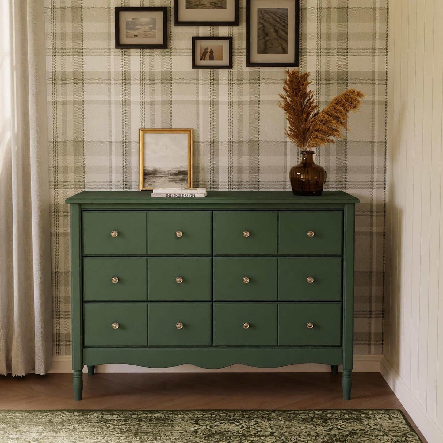 Liberty Forest Green Six Drawer Dresser With Knobs