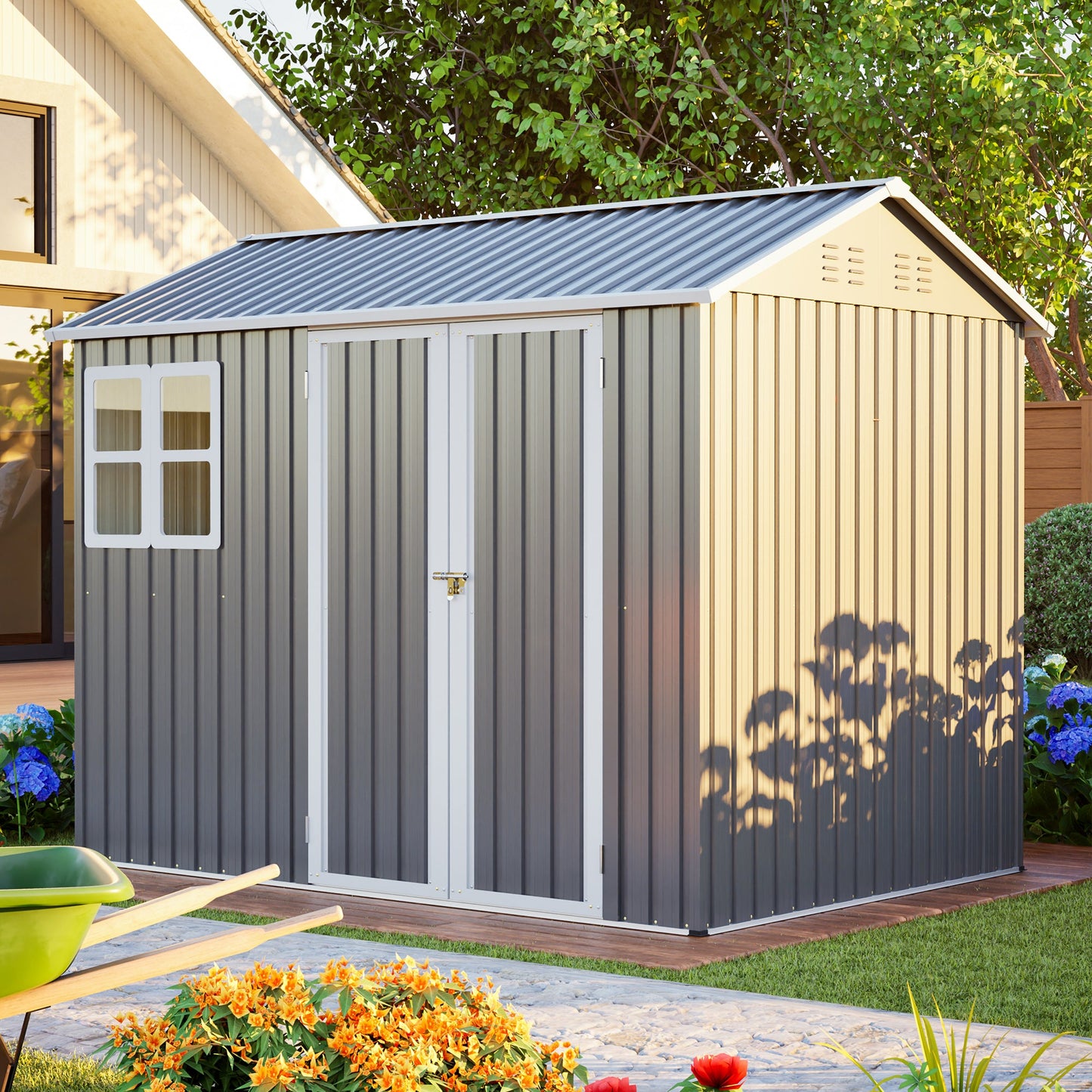 8'x6' Large Steel Storage Shed with Window