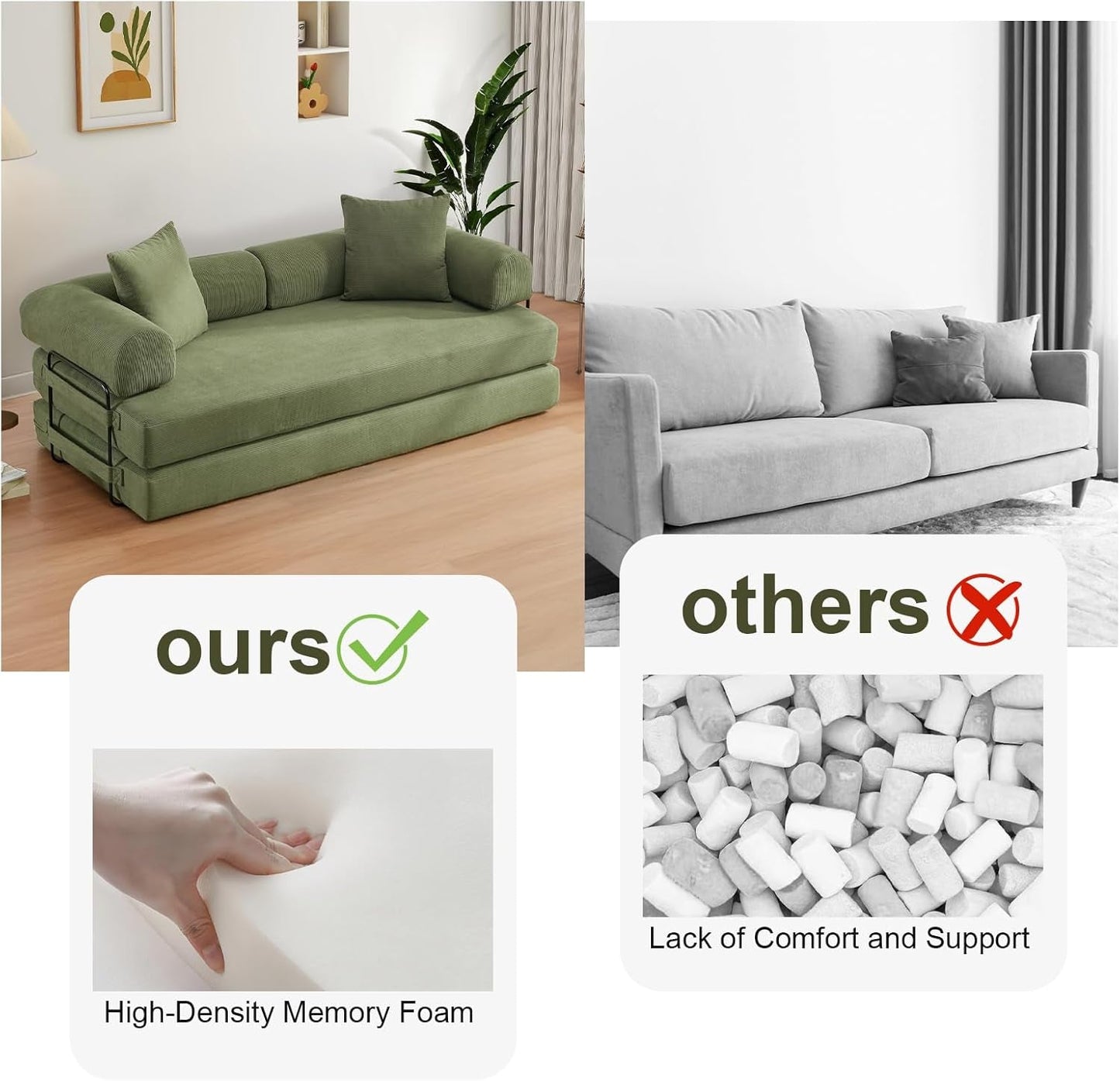 78.5 Inch Convertible Folding Sofa Bed with Versatility