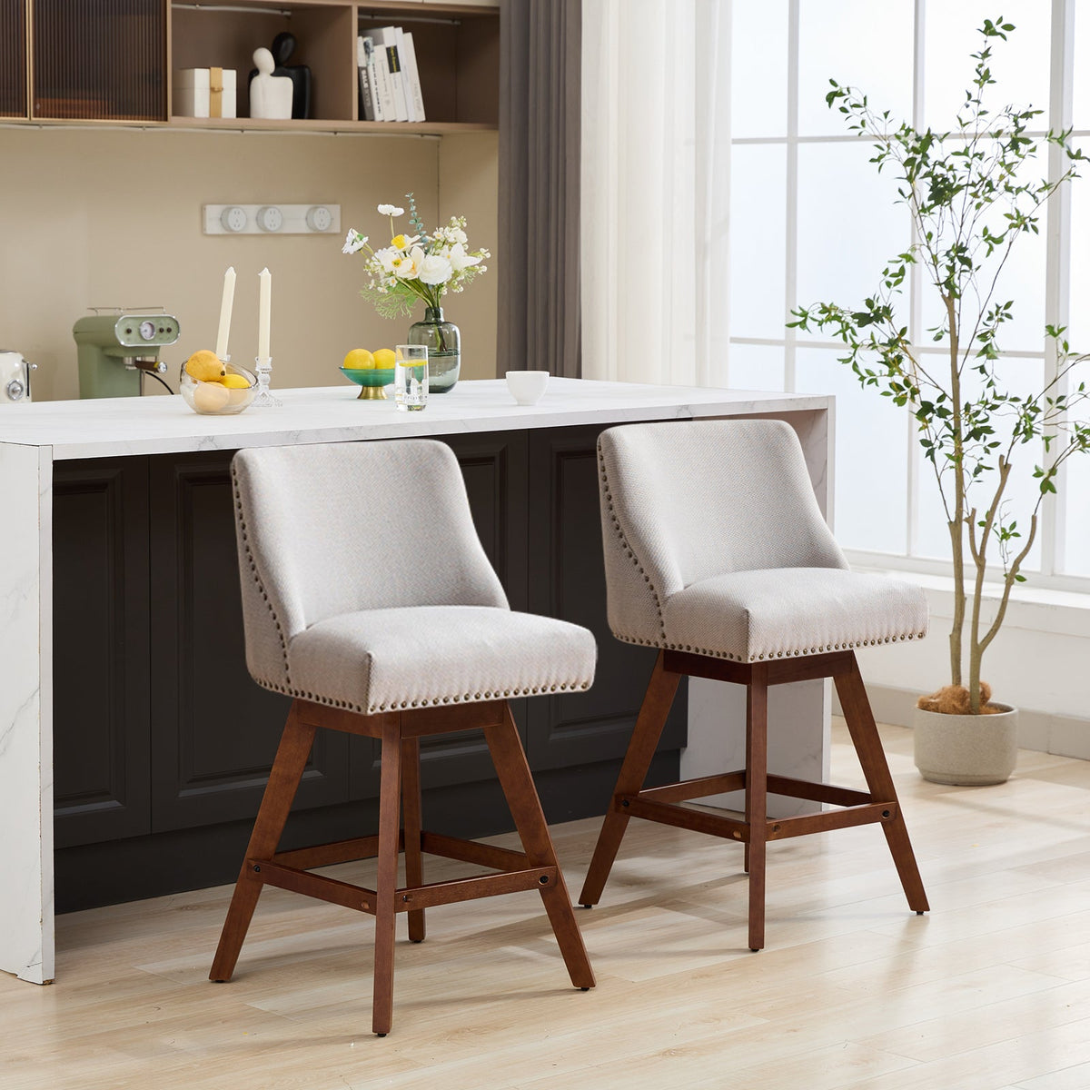 Counter Height Swivel Barstools Set of 2