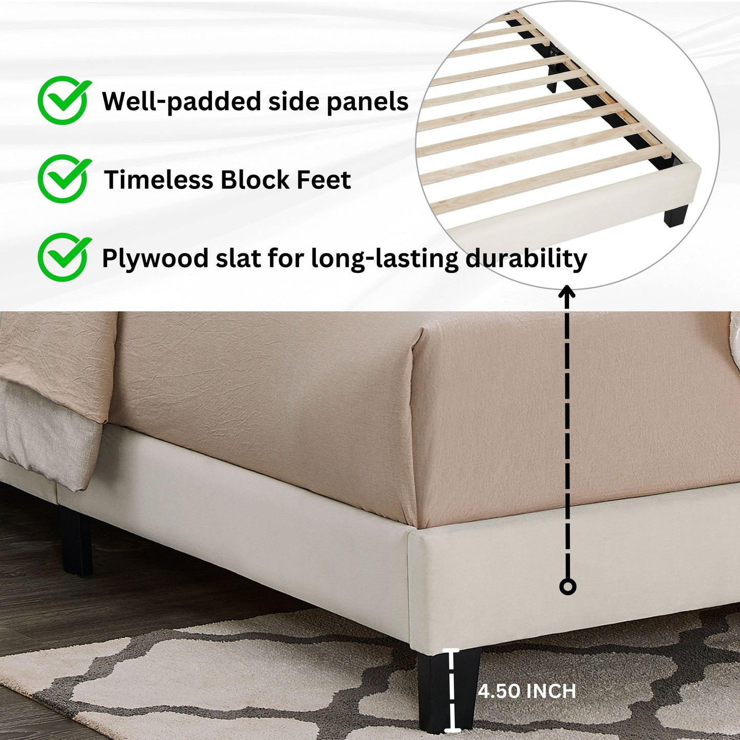 Findlay 3-Piece Bedroom Set, Plush 3D Upholstered Bed with Two Nightstands, Full