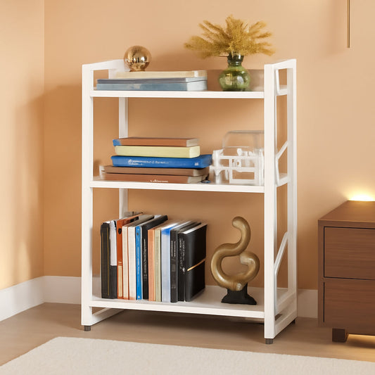 White 3 Tier Bookshelf for Small Space Living Room