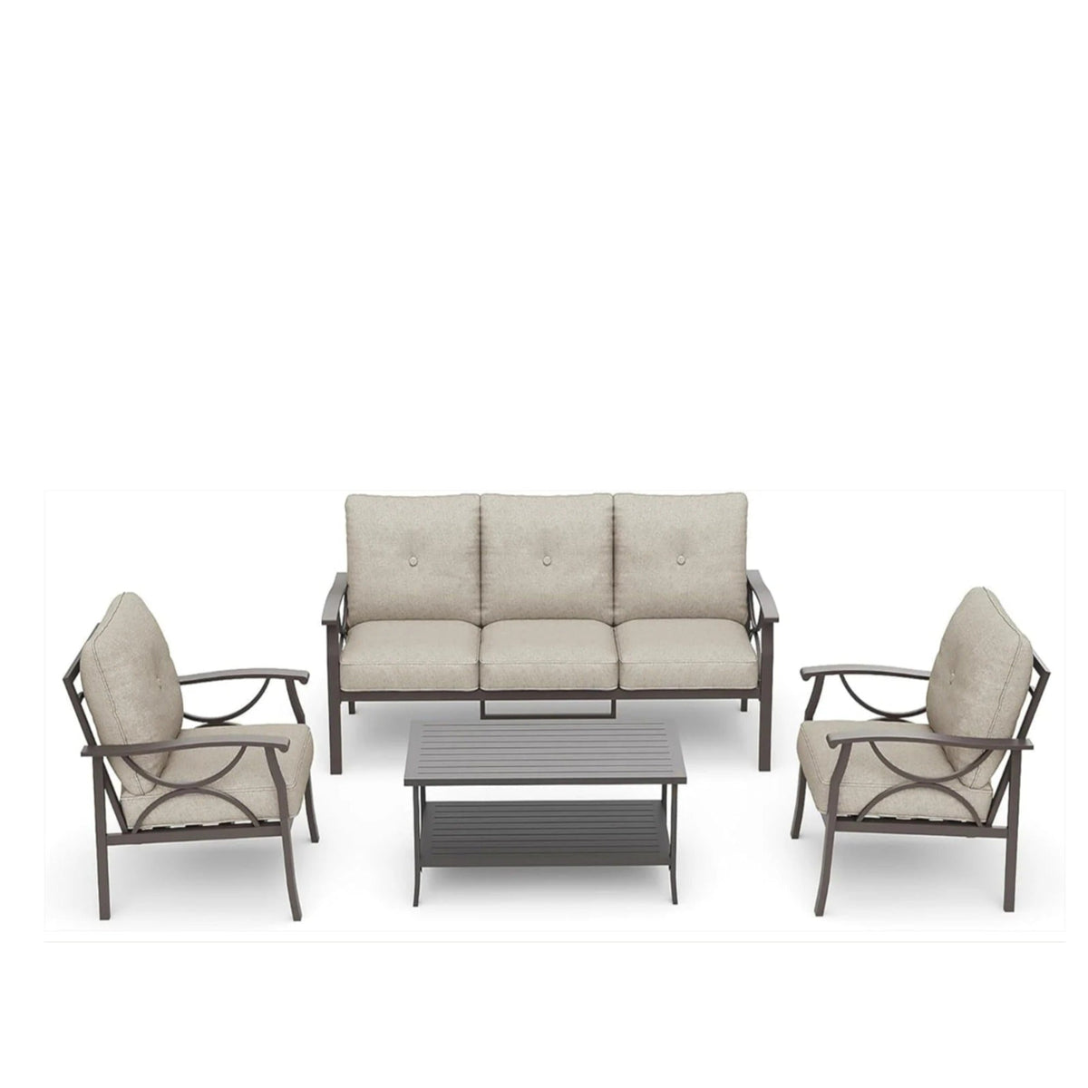 5-Piece Metal Patio Furniture Set, 5-Seat All-Weather Conversation Sofa