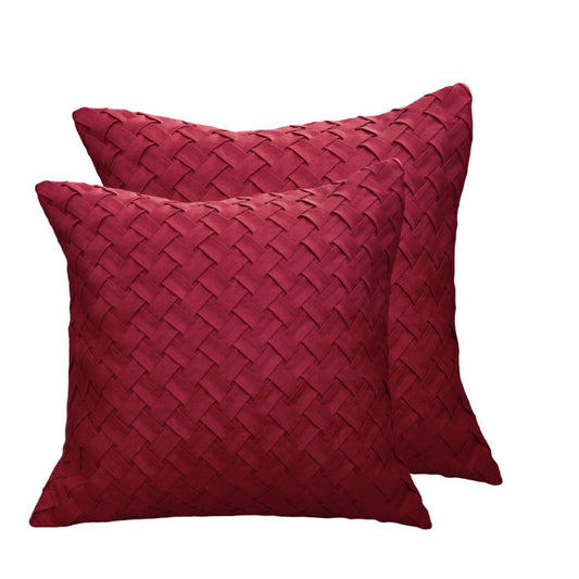 Set of 2 in wine red color with 2 sizes Combo Throw Pillow Covers AND Inserts 18"x18" and 20"x20" one of each
