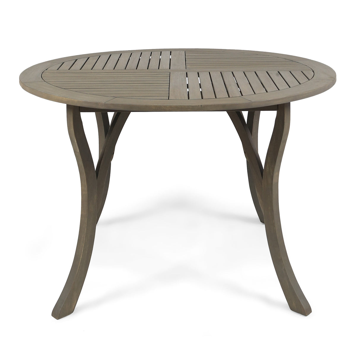 Outdoor Acacia Wood Round Dining Table with Curved Legs