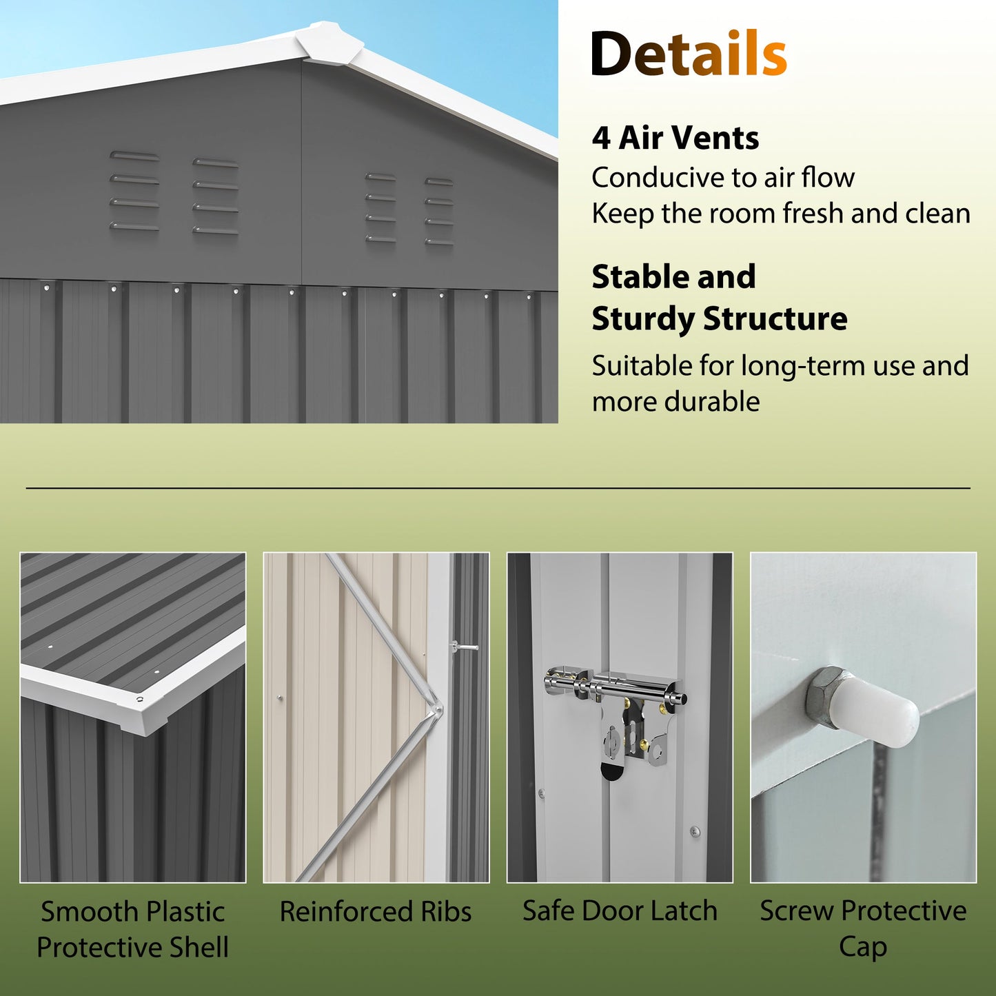 8'x6' Large Steel Storage Shed with Window