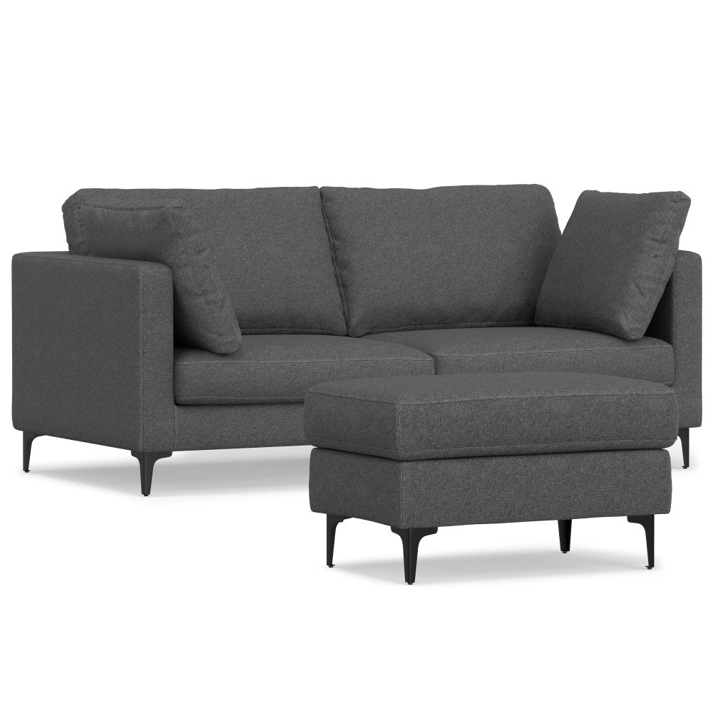 Ava 76 Inch Mid Century Sofa with Ottoman Set