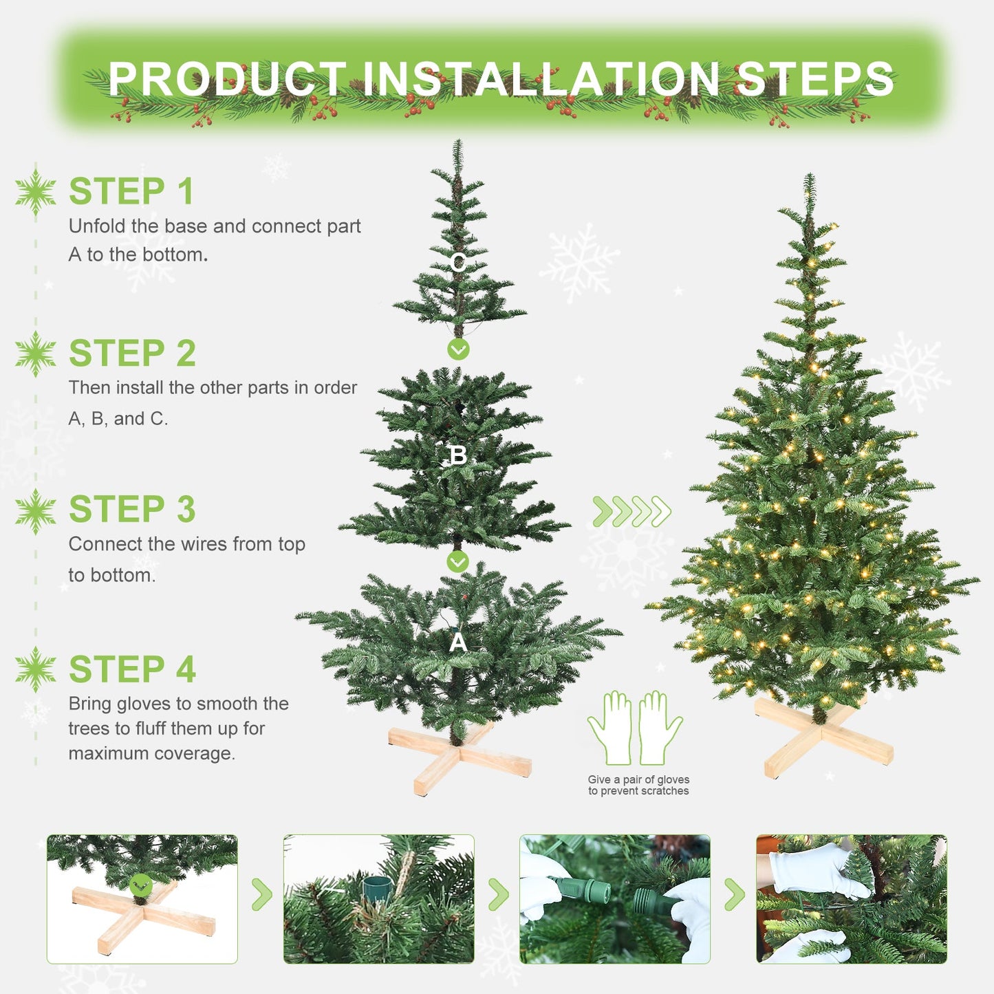 8ft Pre-Lit Christmas Tree with 500 Warm White Lights
